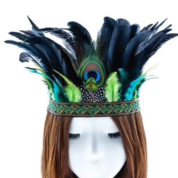 100% Handmade Indian Feather Carnival Headband.NWT main image 8